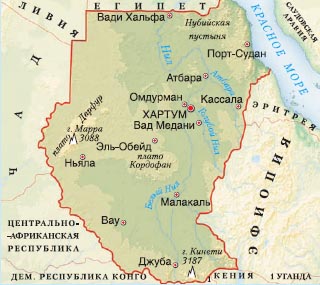 карта Судана